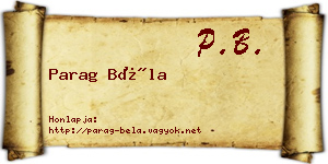 Parag Béla névjegykártya